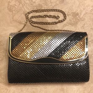Vintage Marlo Multicolor Metal Mesh with Black/Gold Trim- EUC